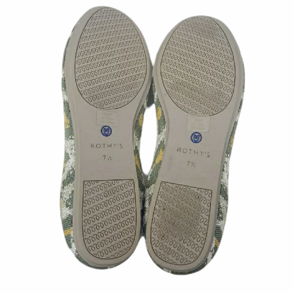 Rothy's Smoke Spot Loafer Round Toe Olive Camel Animal Print Flats Size 7.5 - Picture 4 of 12
